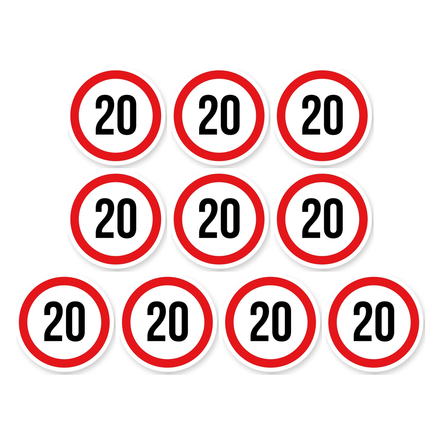 Max snelheid 20 sticker 10 cm | 10 stuks | Weersbestendig vinyl - set van 10 stickers