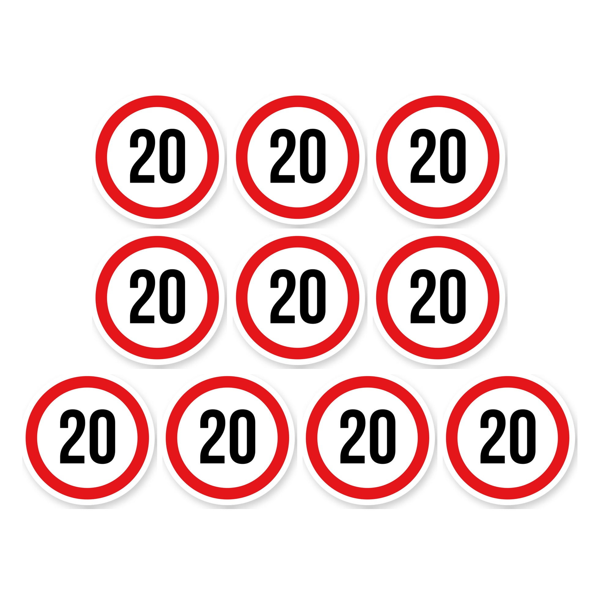 Max snelheid 20 sticker 10 cm | 10 stuks | Weersbestendig vinyl - set van 10 stickers