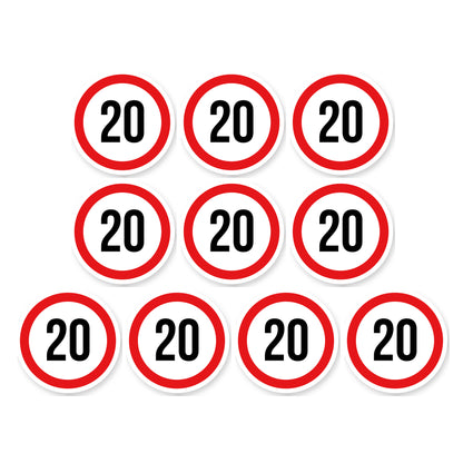 Max snelheid 20 sticker 10 cm | 10 stuks | Weersbestendig vinyl - set van 10 stickers