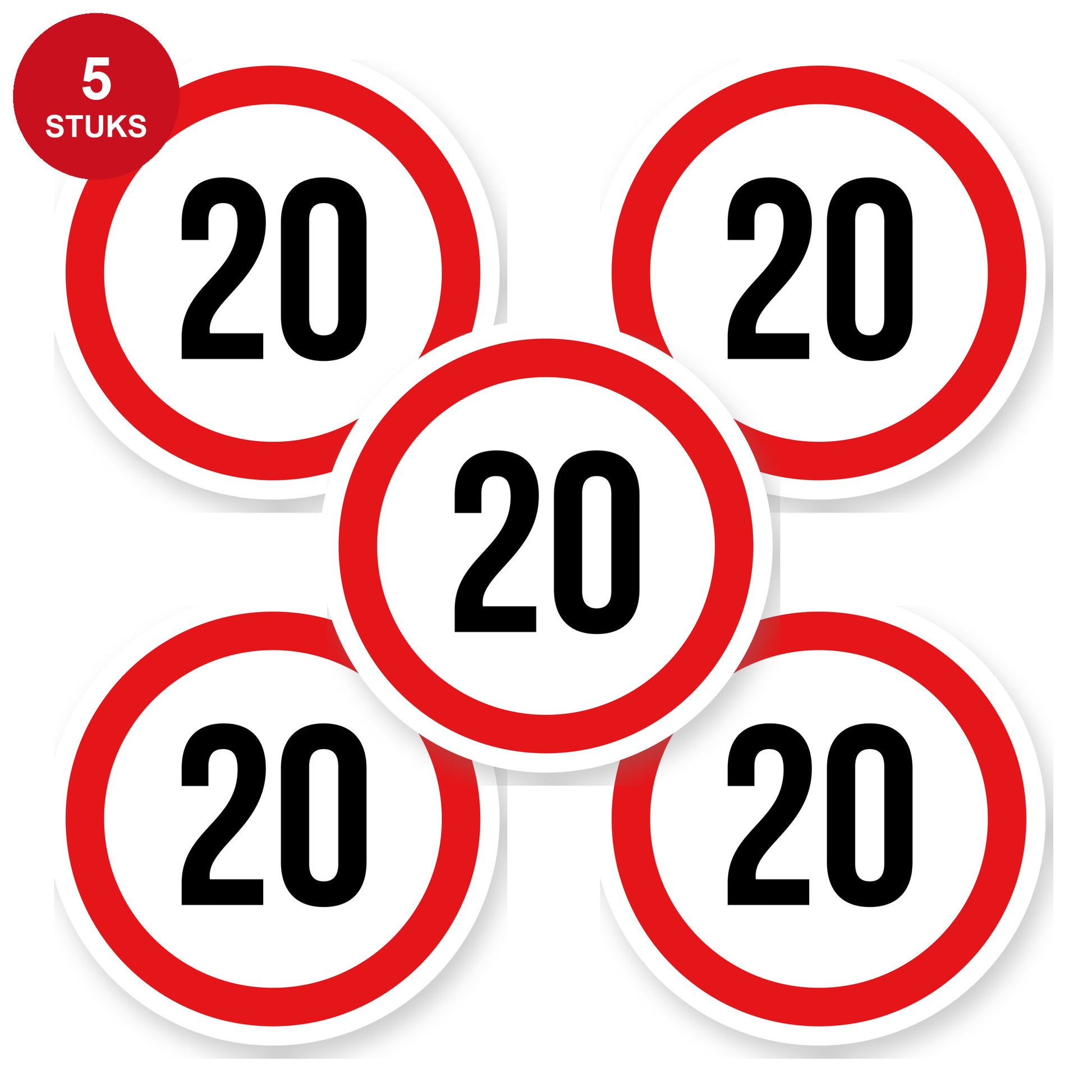 Max snelheid 20 sticker 15 cm | 5 stuks | Weersbestendig vinyl - 5 stuks