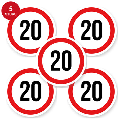 Max snelheid 20 sticker 15 cm | 5 stuks | Weersbestendig vinyl - 5 stuks