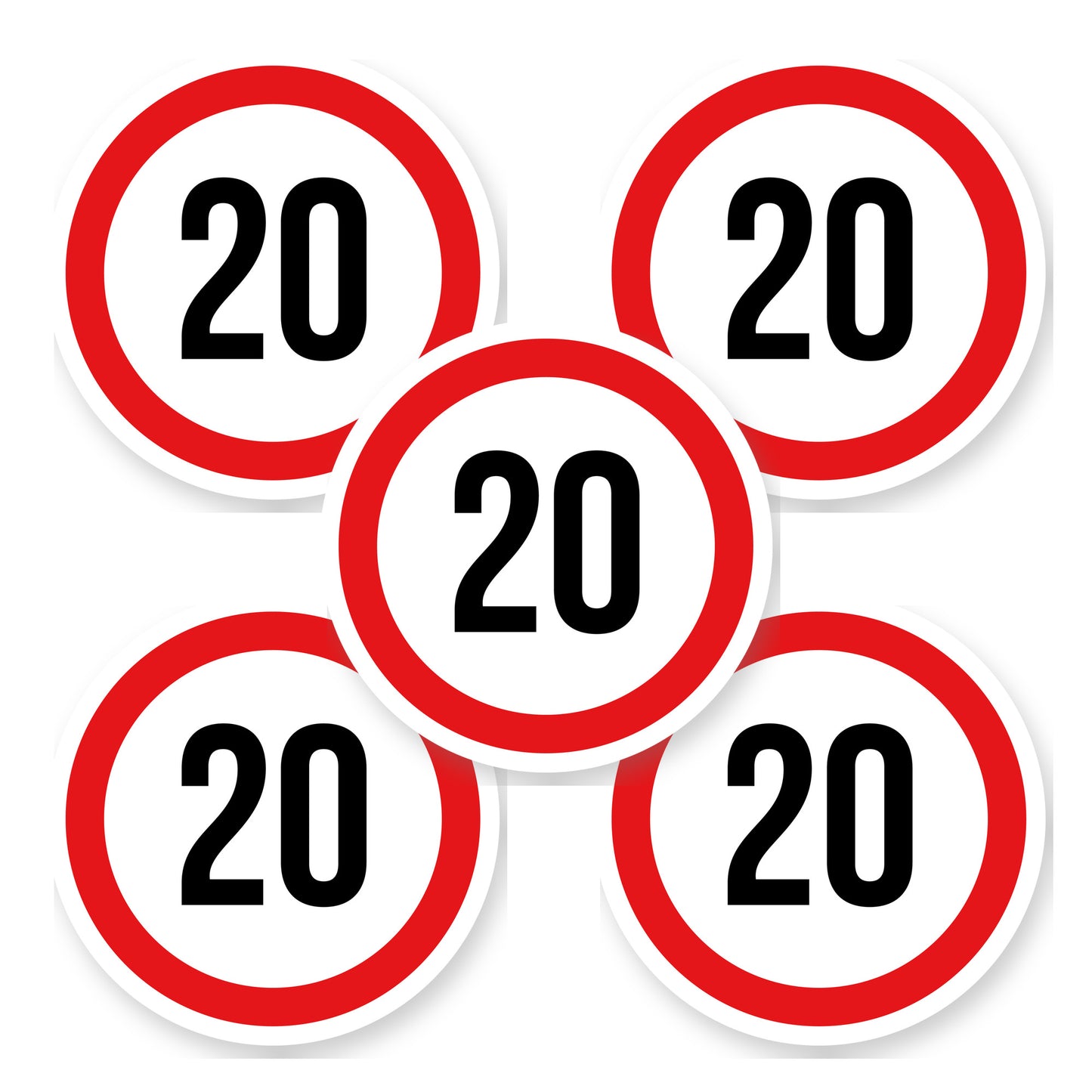 Max snelheid 20 sticker 15 cm | 5 stuks | Weersbestendig vinyl - set van 5 stickers