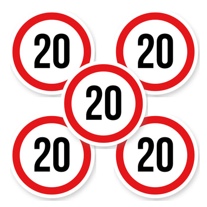 Max snelheid 20 sticker 15 cm | 5 stuks | Weersbestendig vinyl - set van 5 stickers