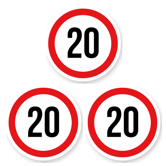 Max snelheid 20 sticker 25 cm | 3 stuks | Weersbestendig vinyl - set van 3 stickers