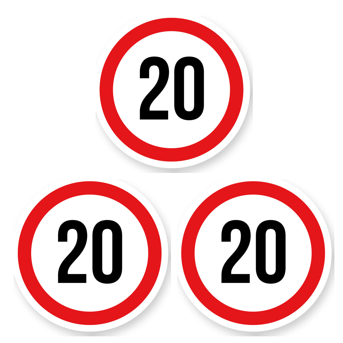 Max snelheid 20 sticker 30 cm | 3 stuks | Weersbestendig vinyl - set van 3 stickers