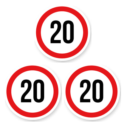 Max snelheid 20 sticker 30 cm | 3 stuks | Weersbestendig vinyl - set van 3 stickers