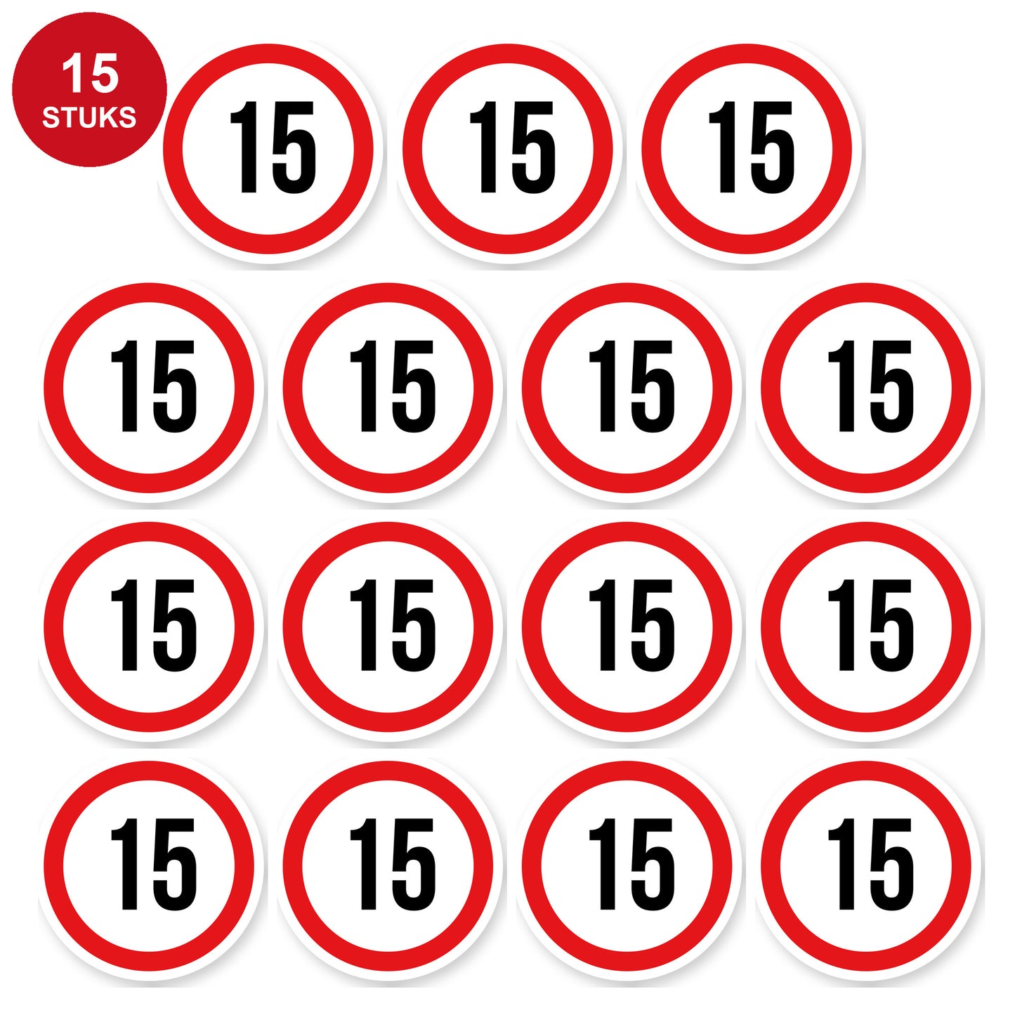 Max snelheid 15 sticker 5 cm | 15 stuks | Weersbestendig vinyl - 15 stuks