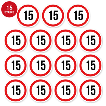 Max snelheid 15 sticker 5 cm | 15 stuks | Weersbestendig vinyl - 15 stuks