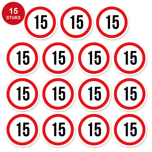 Max snelheid 15 sticker 5 cm | 15 stuks | Weersbestendig vinyl - 15 stuks