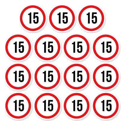 Max snelheid 15 sticker 5 cm | 15 stuks | Weersbestendig vinyl - set van 15 stickers