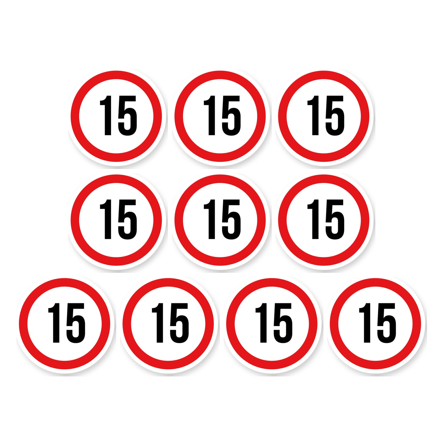 Max snelheid 15 sticker 10 cm | 10 stuks | Weersbestendig vinyl - set van 10 stickers