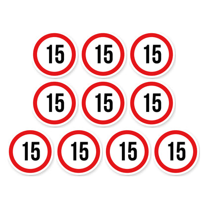 Max snelheid 15 sticker 10 cm | 10 stuks | Weersbestendig vinyl - set van 10 stickers