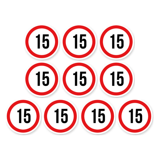 Max snelheid 15 sticker 10 cm | 10 stuks | Weersbestendig vinyl - set van 10 stickers
