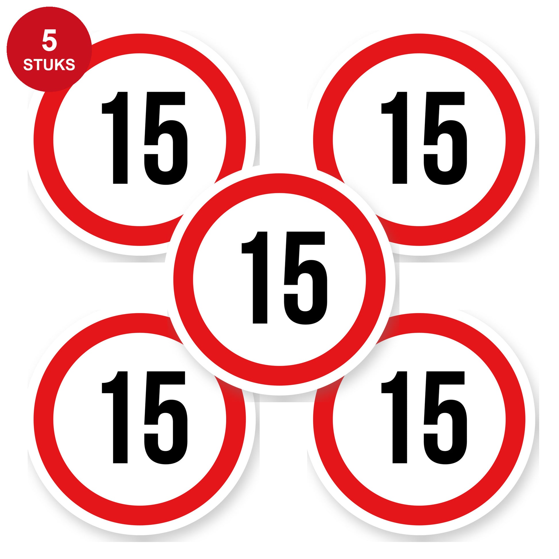 Max snelheid 15 sticker 20 cm | 5 stuks | Weersbestendig vinyl - 5 stuks