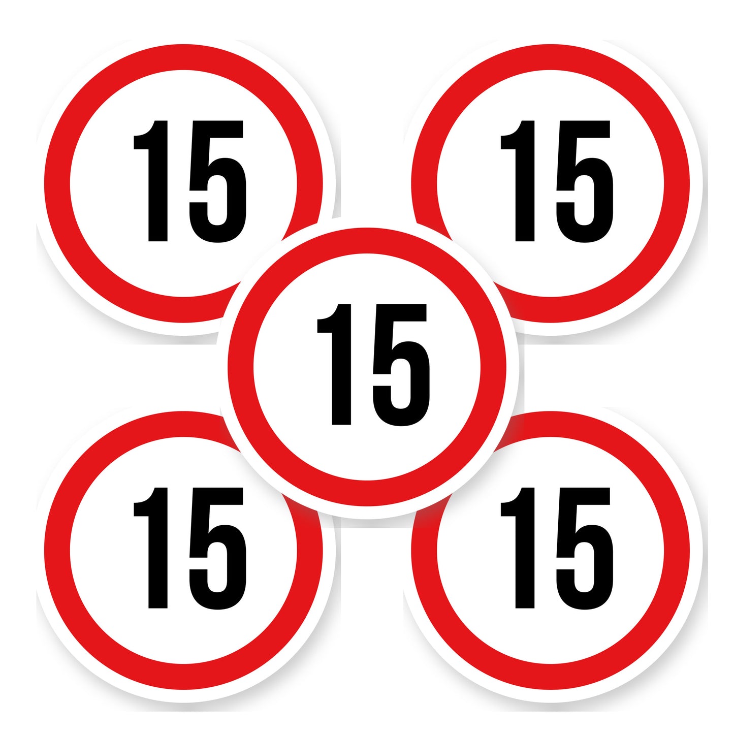 Max snelheid 15 sticker 20 cm | 5 stuks | Weersbestendig vinyl - set van 5 stickers