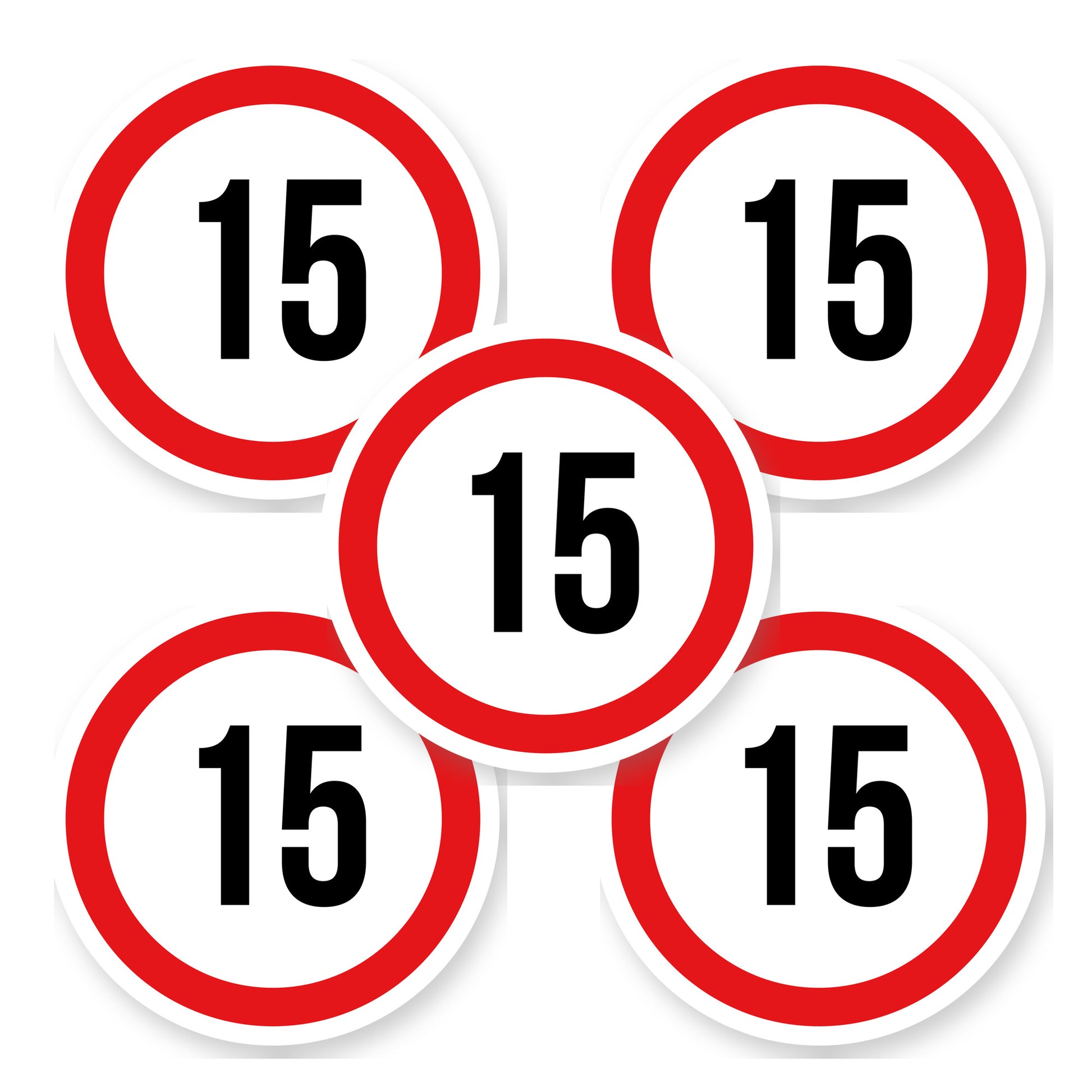 Max snelheid 15 sticker 20 cm | 5 stuks | Weersbestendig vinyl - set van 5 stickers