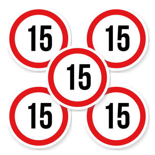 Max snelheid 15 sticker 20 cm | 5 stuks | Weersbestendig vinyl - set van 5 stickers