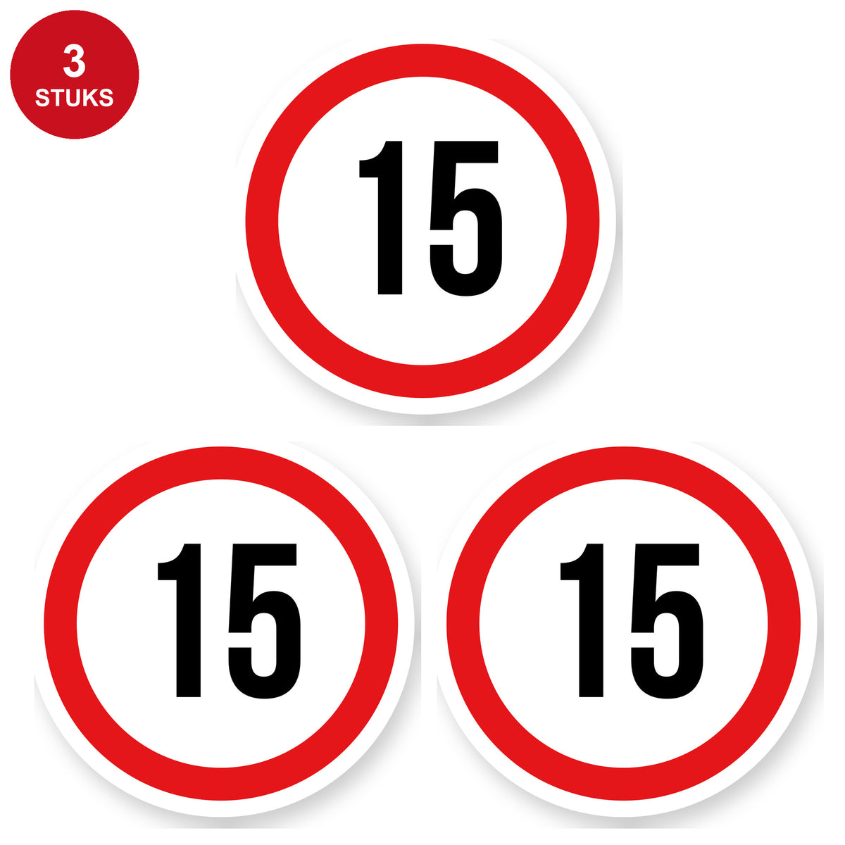 Max snelheid 15 sticker 30 cm | 3 stuks | Weersbestendig vinyl - 3 stuks