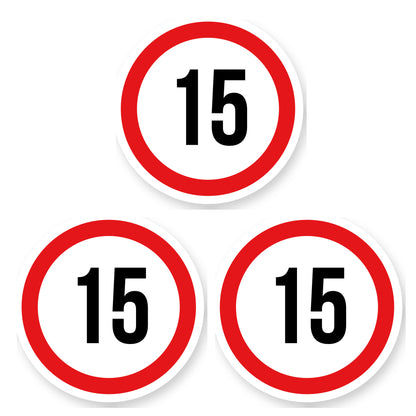 Max snelheid 15 sticker 30 cm | 3 stuks | Weersbestendig vinyl - set van 3 stickers