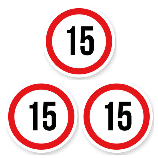 Max snelheid 15 sticker 30 cm | 3 stuks | Weersbestendig vinyl - set van 3 stickers