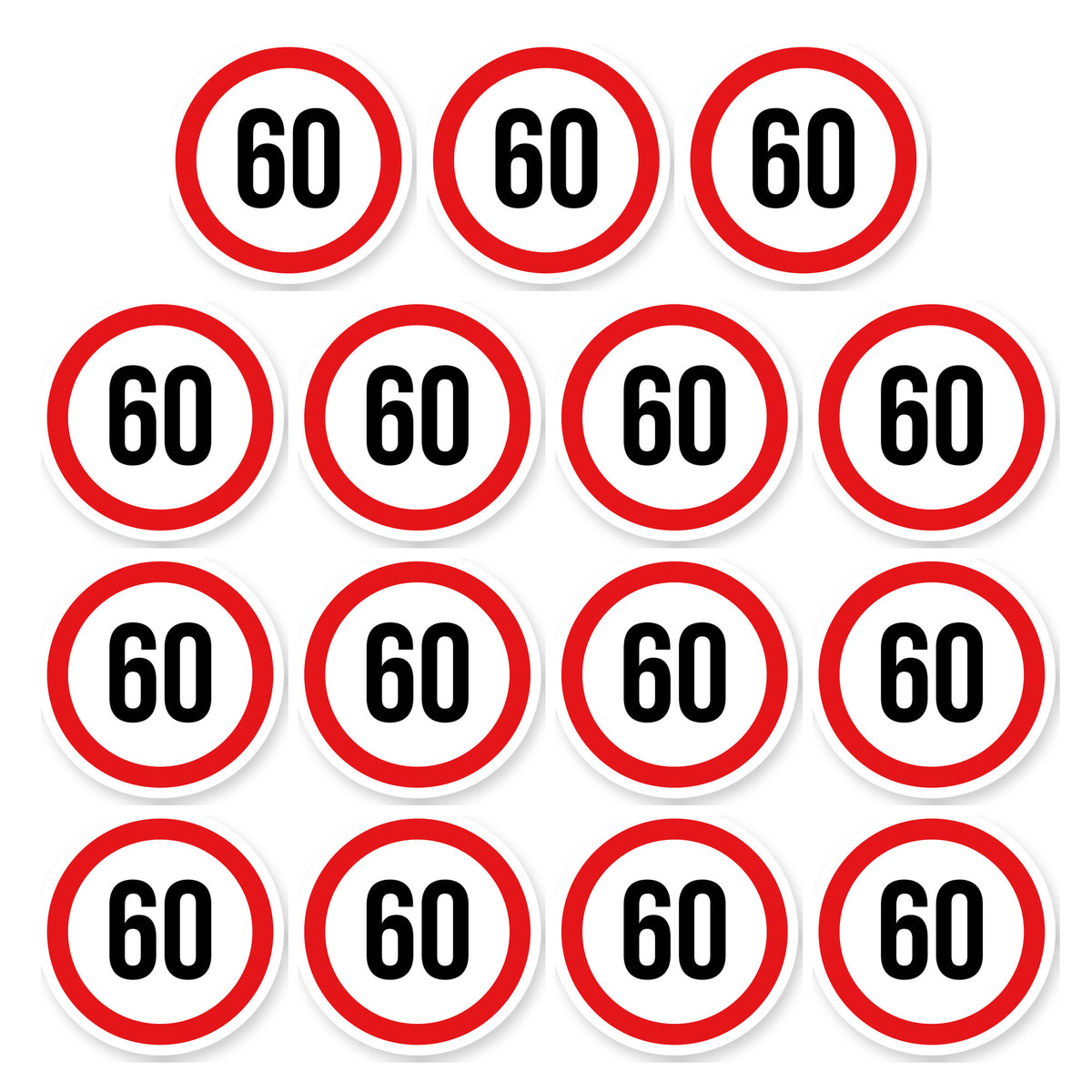 Max snelheid 60 sticker 5 cm | 15 stuks | Weersbestendig vinyl - set van 15 stickers