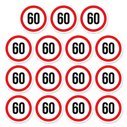 Max snelheid 60 sticker 5 cm | 15 stuks | Weersbestendig vinyl - set van 15 stickers