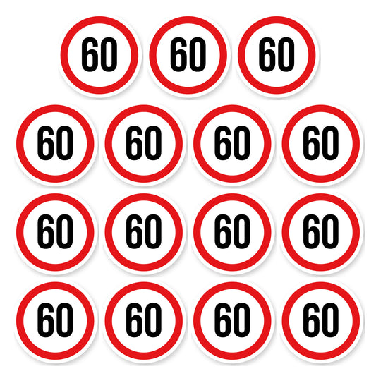 Max snelheid 60 sticker 5 cm | 15 stuks | Weersbestendig vinyl - set van 15 stickers