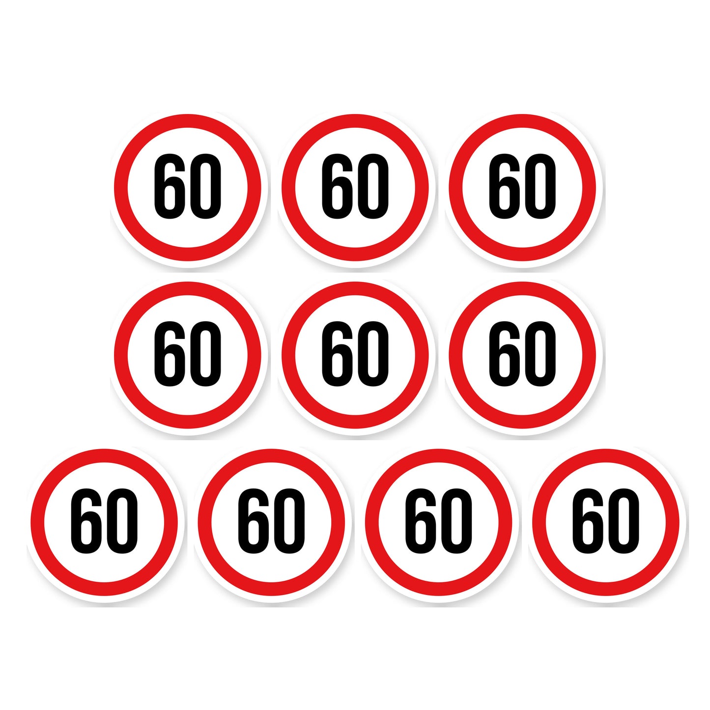 Max snelheid 60 sticker 10 cm | 10 stuks | Weersbestendig vinyl - set van 10 stickers