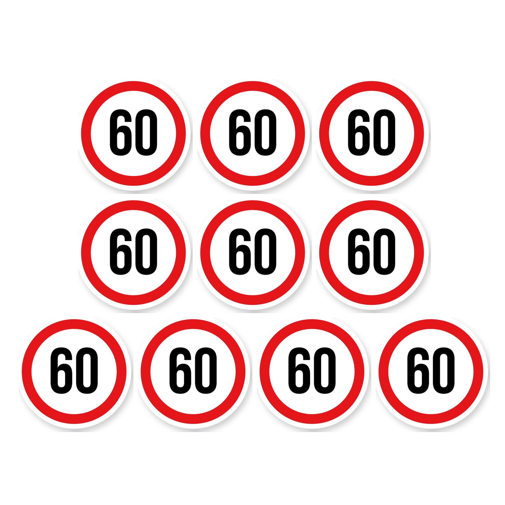 Max snelheid 60 sticker 10 cm | 10 stuks | Weersbestendig vinyl - set van 10 stickers