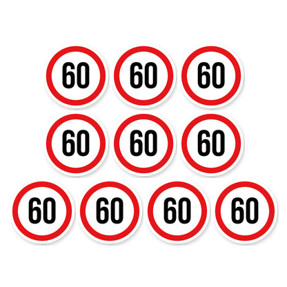 Max snelheid 60 sticker 10 cm | 10 stuks | Weersbestendig vinyl - set van 10 stickers