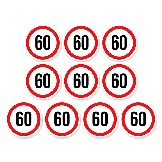Max snelheid 60 sticker 10 cm | 10 stuks | Weersbestendig vinyl - set van 10 stickers