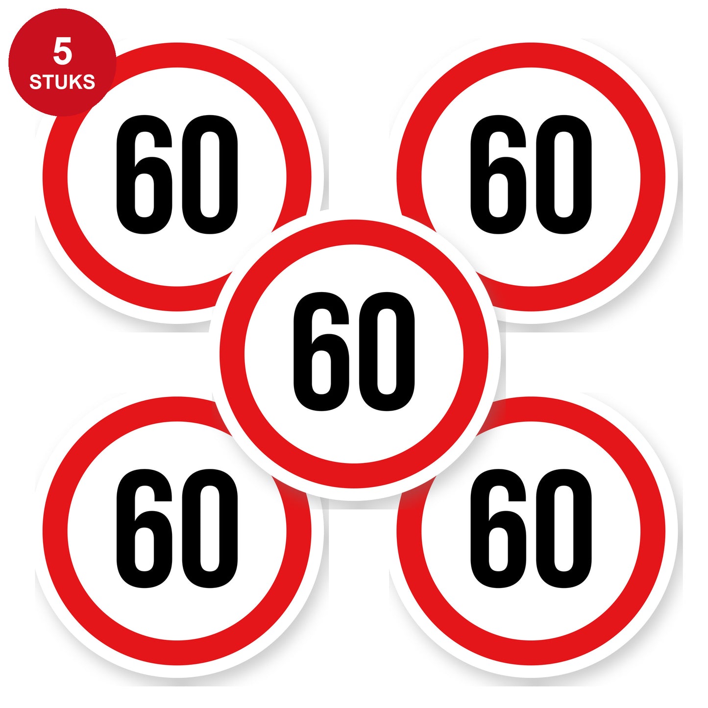 Max snelheid 60 sticker 20 cm | 5 stuks | Weersbestendig vinyl - 5 stuks
