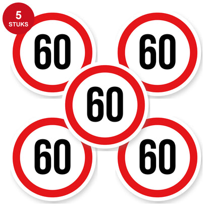 Max snelheid 60 sticker 20 cm | 5 stuks | Weersbestendig vinyl - 5 stuks