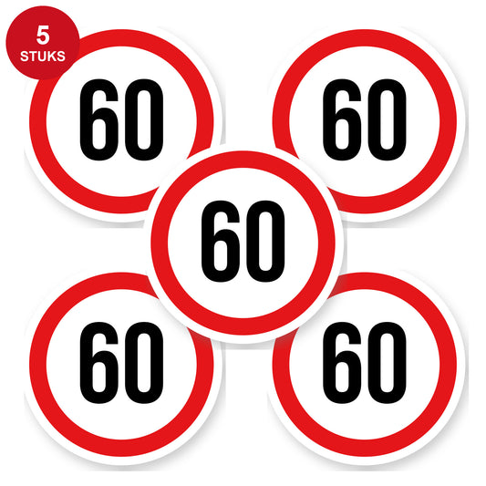 Max snelheid 60 sticker 20 cm | 5 stuks | Weersbestendig vinyl - 5 stuks