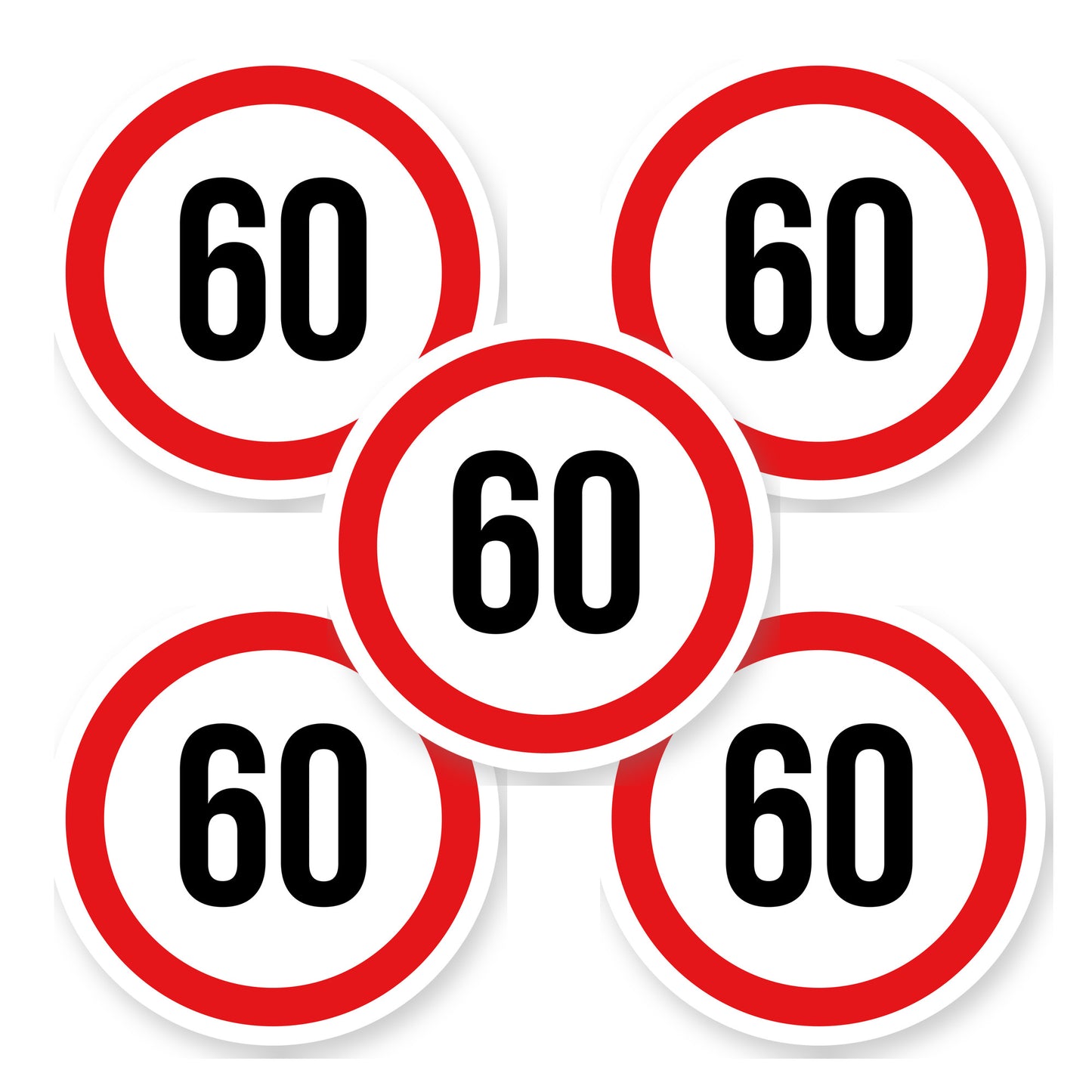 Max snelheid 60 sticker 20 cm | 5 stuks | Weersbestendig vinyl - set van 5 stickers