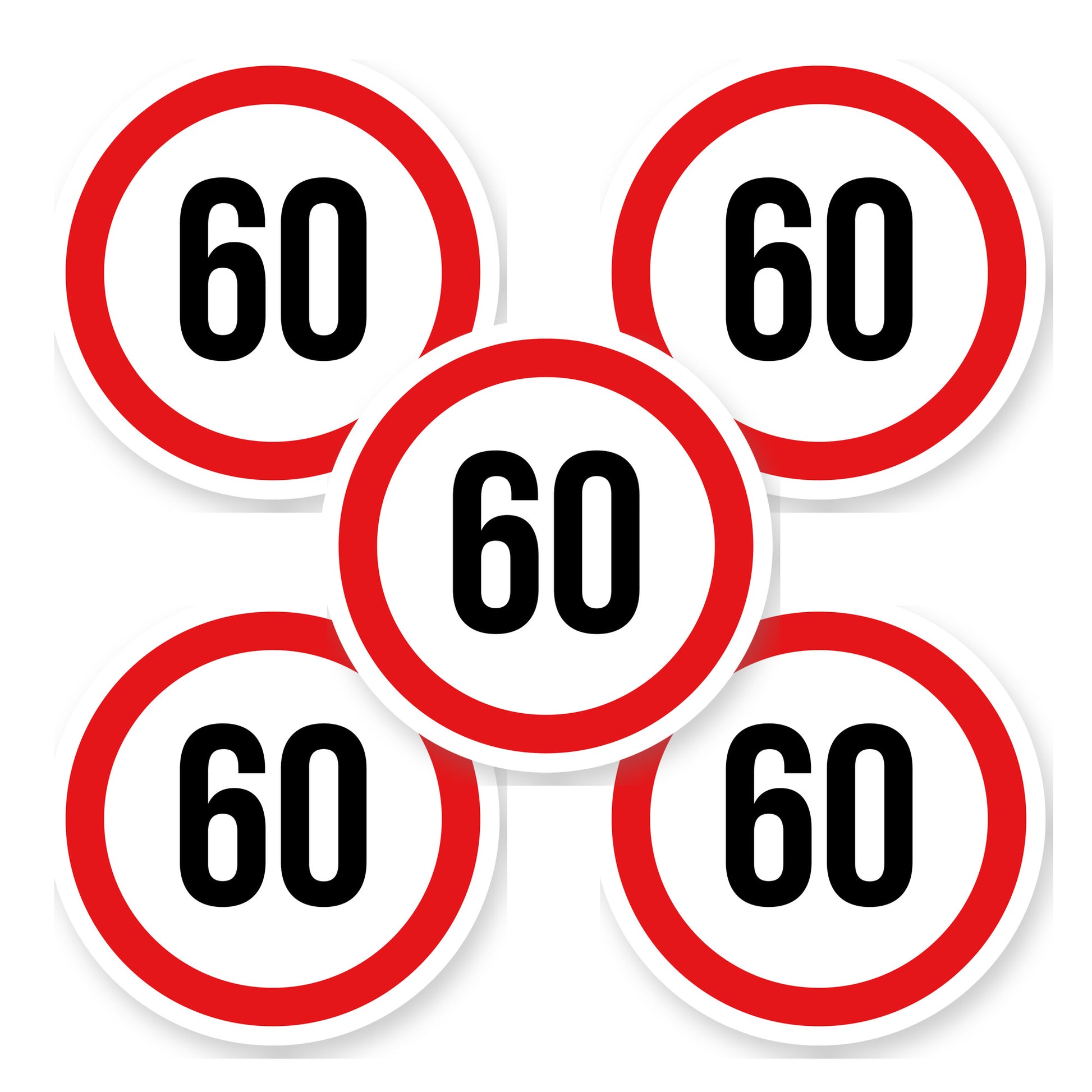 Max snelheid 60 sticker 20 cm | 5 stuks | Weersbestendig vinyl - set van 5 stickers