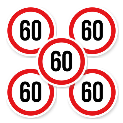 Max snelheid 60 sticker 20 cm | 5 stuks | Weersbestendig vinyl - set van 5 stickers