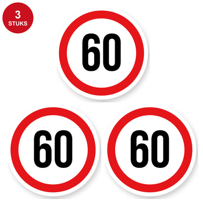 Max snelheid 60 sticker 25 cm | 3 stuks | Weersbestendig vinyl - 3 stuks