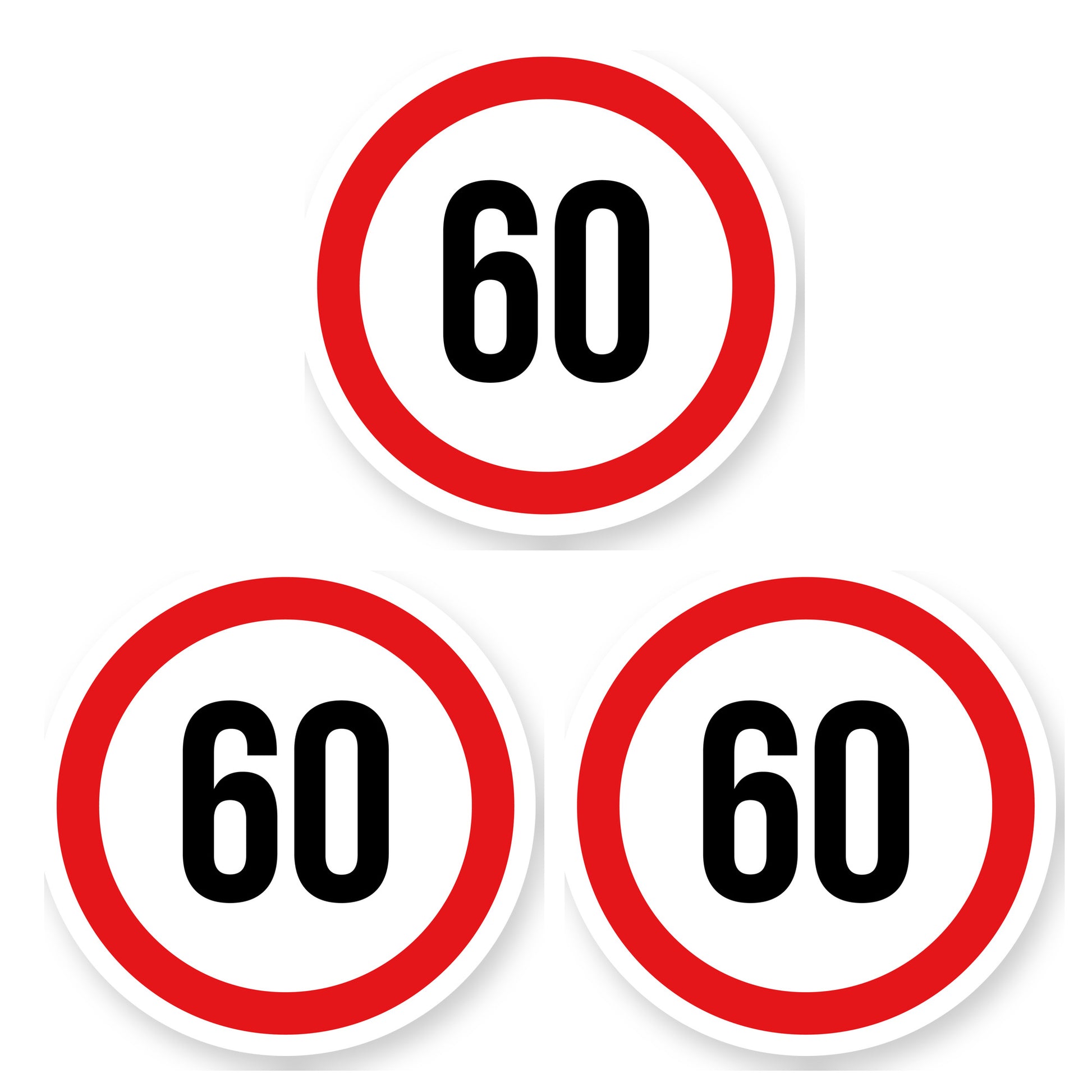 Max snelheid 60 sticker 25 cm | 3 stuks | Weersbestendig vinyl - set van 3 stickers