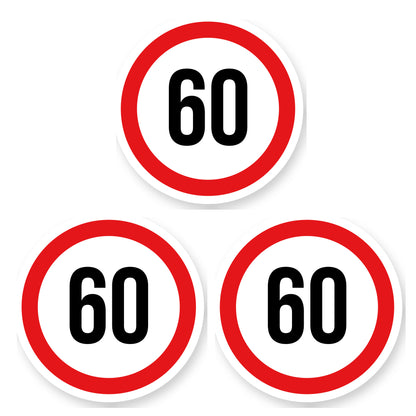 Max snelheid 60 sticker 25 cm | 3 stuks | Weersbestendig vinyl - set van 3 stickers