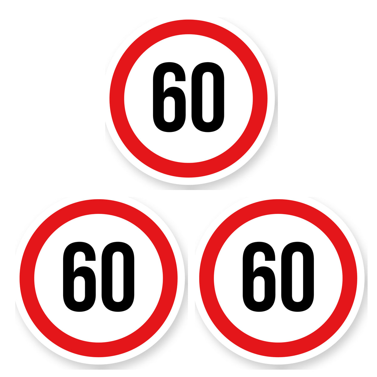 Max snelheid 60 sticker 30 cm | 3 stuks | Weersbestendig vinyl - set van 3 stickers