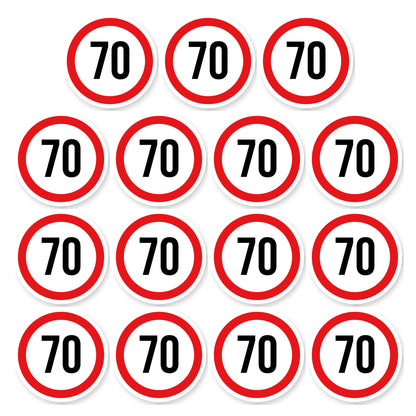 Max snelheid 70 sticker 5 cm | 15 stuks | Weersbestendig vinyl - set van 15 stickers