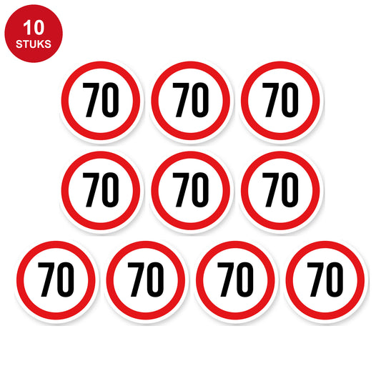 Max snelheid 70 sticker 10 cm | 10 stuks | Weersbestendig vinyl - 10 stuks