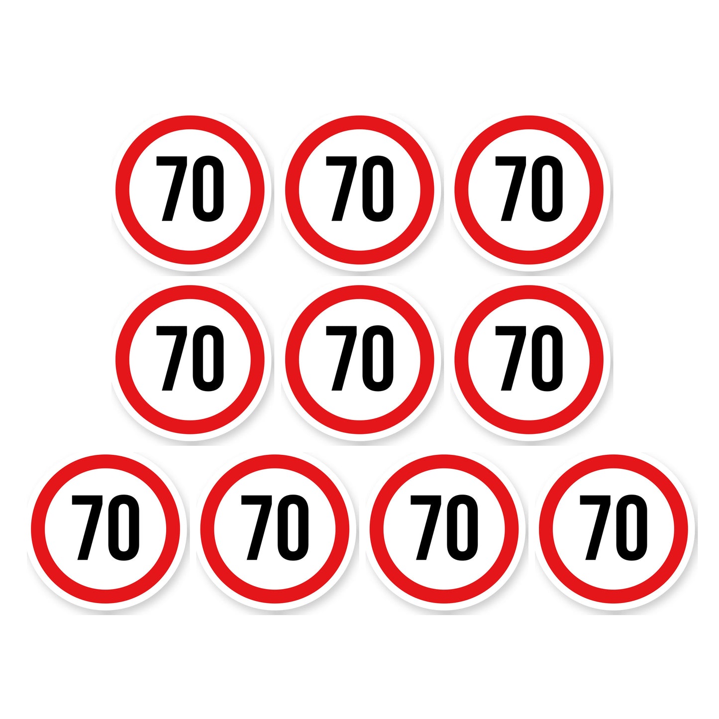 Max snelheid 70 sticker 10 cm | 10 stuks | Weersbestendig vinyl - set van 10 stickers