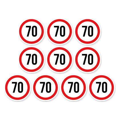 Max snelheid 70 sticker 10 cm | 10 stuks | Weersbestendig vinyl - set van 10 stickers