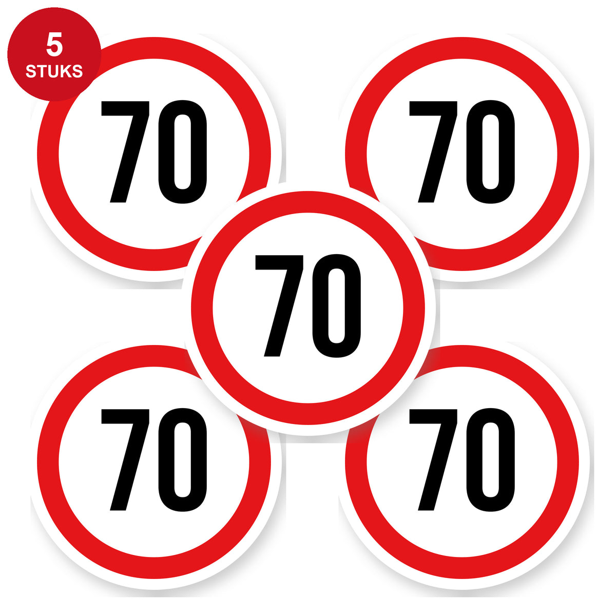 Max snelheid 70 sticker 15 cm | 5 stuks | Weersbestendig vinyl - 5 stuks