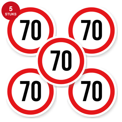 Max snelheid 70 sticker 15 cm | 5 stuks | Weersbestendig vinyl - 5 stuks