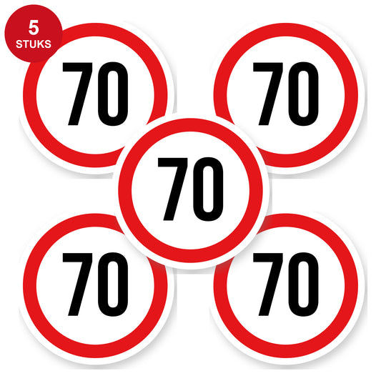 Max snelheid 70 sticker 15 cm | 5 stuks | Weersbestendig vinyl - 5 stuks