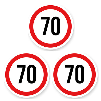 Max snelheid 70 sticker 25 cm | 3 stuks | Weersbestendig vinyl - set van 3 stickers