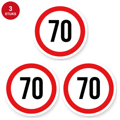 Max snelheid 70 sticker 30 cm | 3 stuks | Weersbestendig vinyl - 3 stuks
